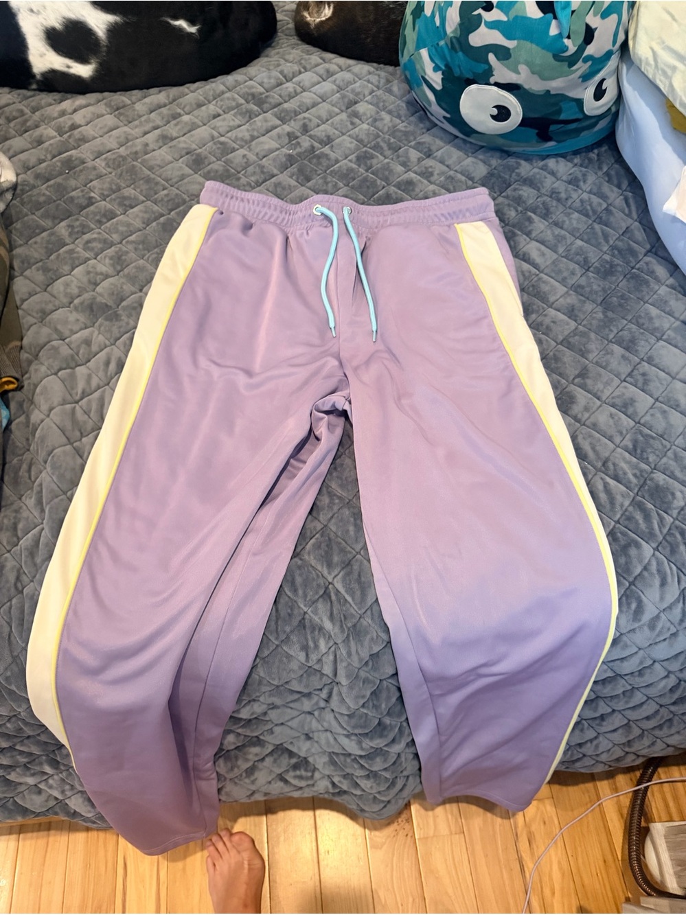 Women’s Lavender Track Pants with Cream Side Stripe